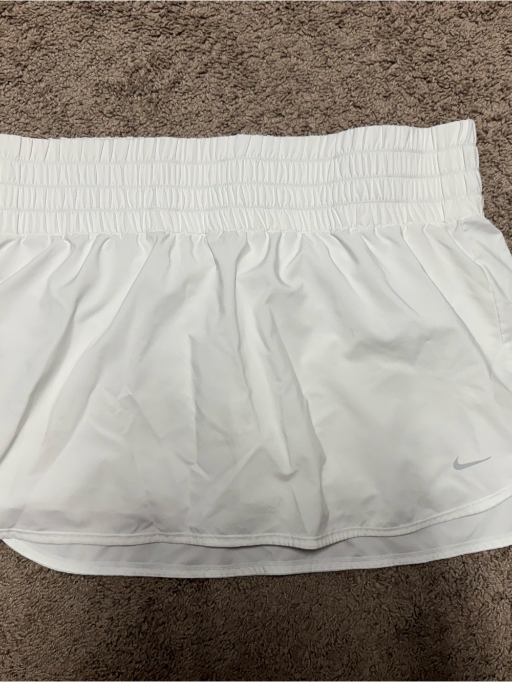 Nike White Tennis Skirt with Smocked Waistband